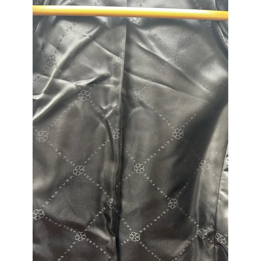 Trina Turk Wool Moto Jacket Wmn 2 Black Lamb Leather Trim Zip Dark Romantic Edge